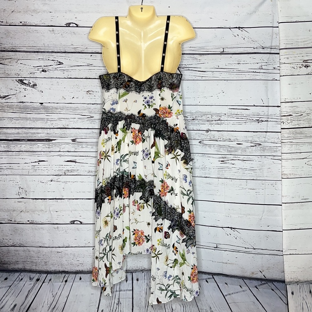Joie NWT Size 12 Butterfly Bee w/ Floral Lace Pearl Strap Asymmetrical Hem Dress - Picture 5 of 8